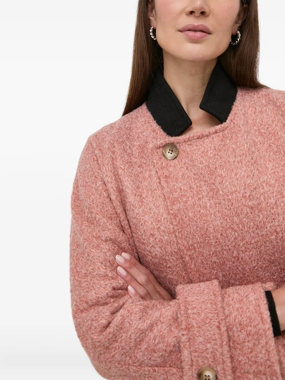 Silvian Heach Buttoned Coat In Pink