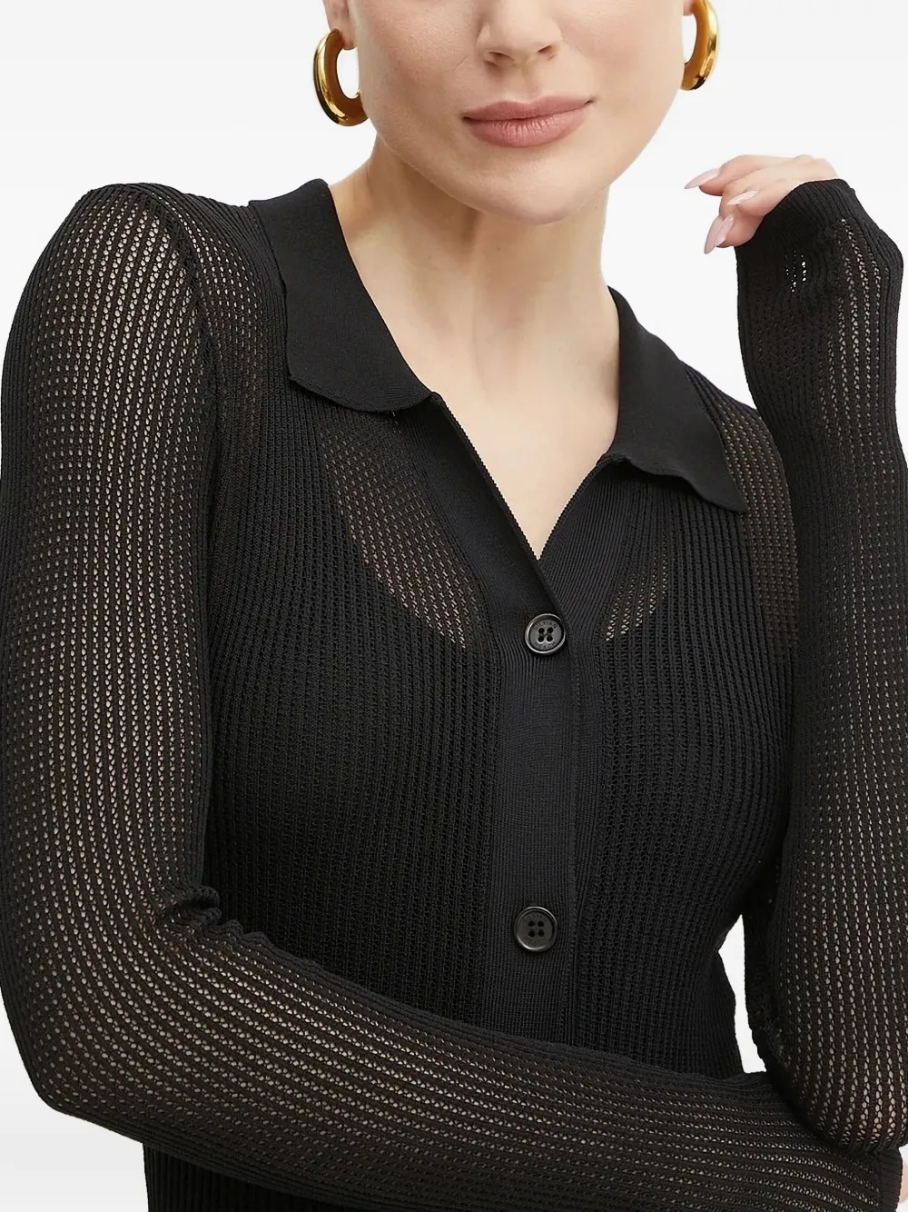 Silvian Heach Button-front Mesh Maxi Dress In Black
