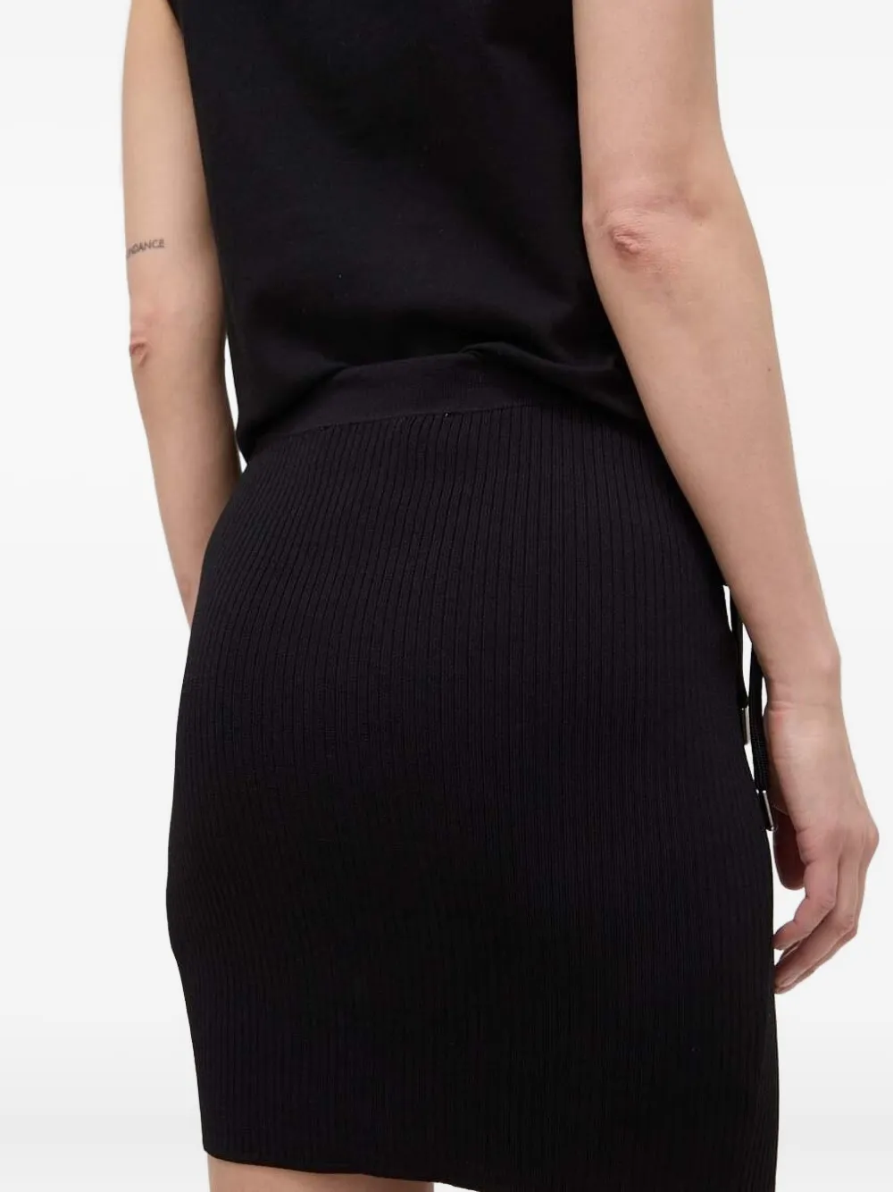 Silvian Heach Button-fastening Ribbed Mini Skirt In Black