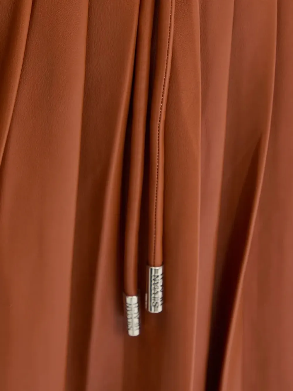 Silvian Heach Pleated Drawstring Midi Skirt In Brown