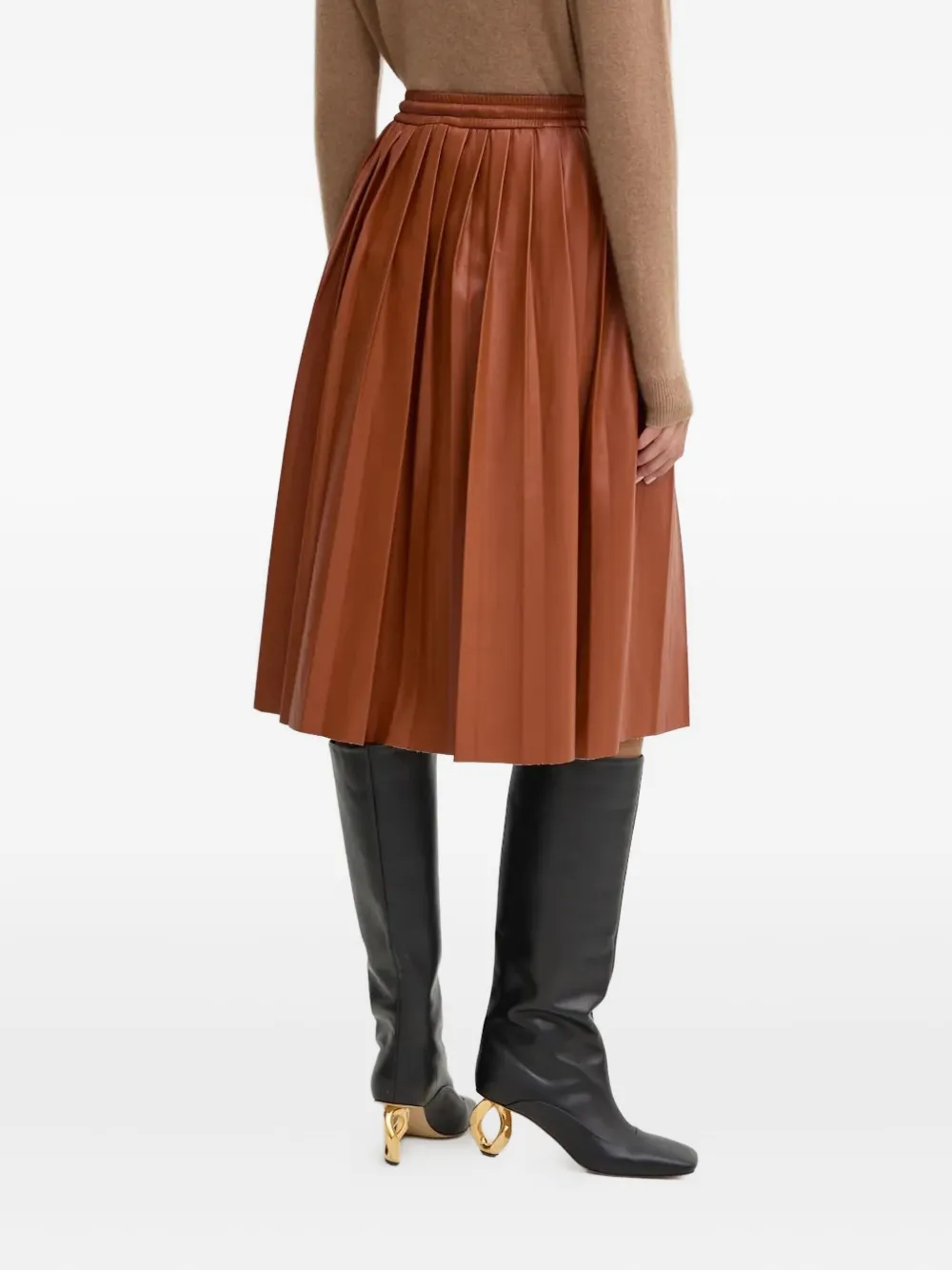 Silvian Heach Pleated Drawstring Midi Skirt In Brown