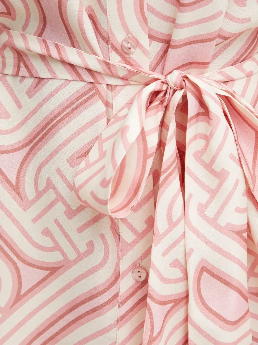 Silvian Heach Abstract-print Belted Shirt In Pink