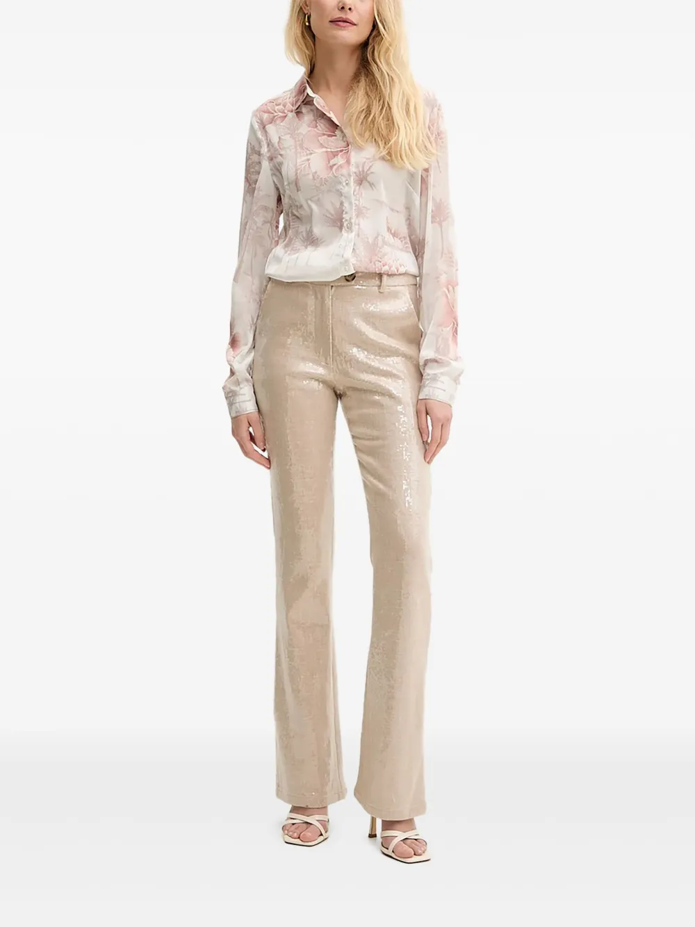 Silvian Heach sequin-embellished trousers | Neutrals | Image 1