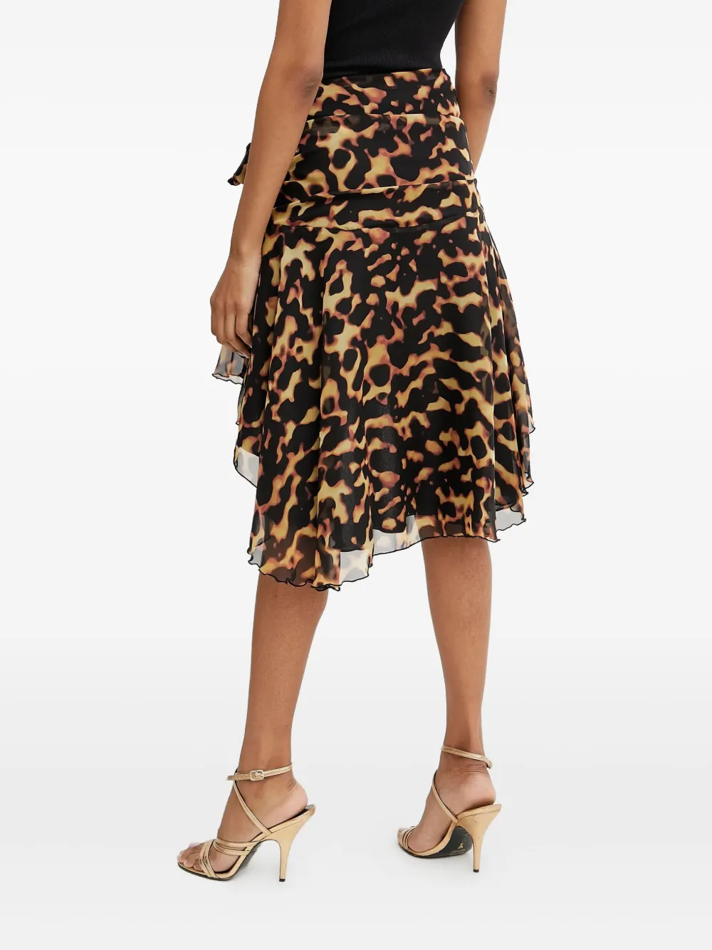 Silvian Heach Rok met luipaardprint en ruches - Zwart