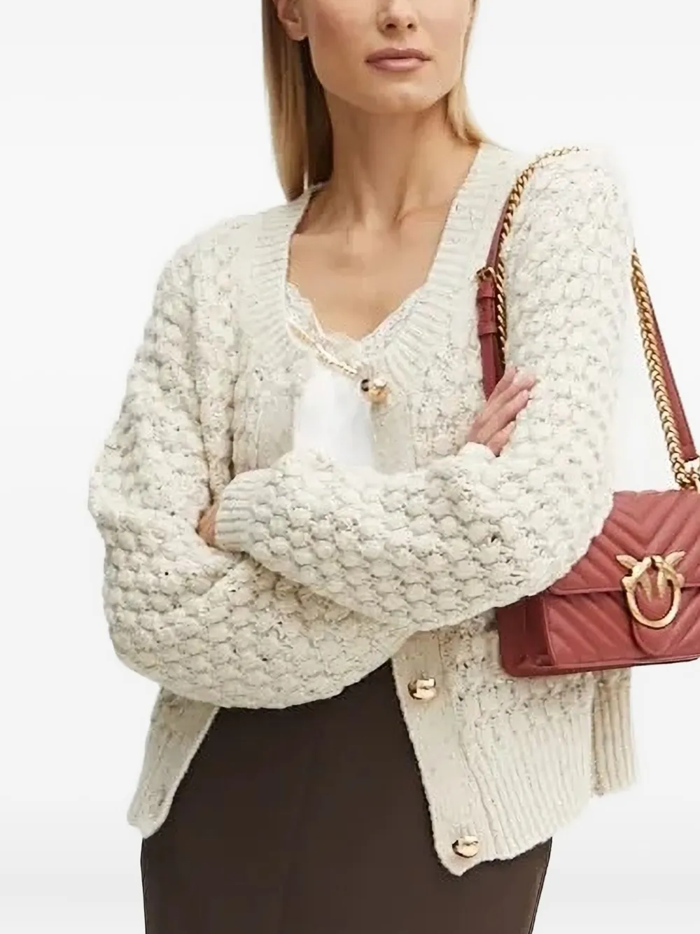 Silvian Heach Button-down vest met textuur Beige