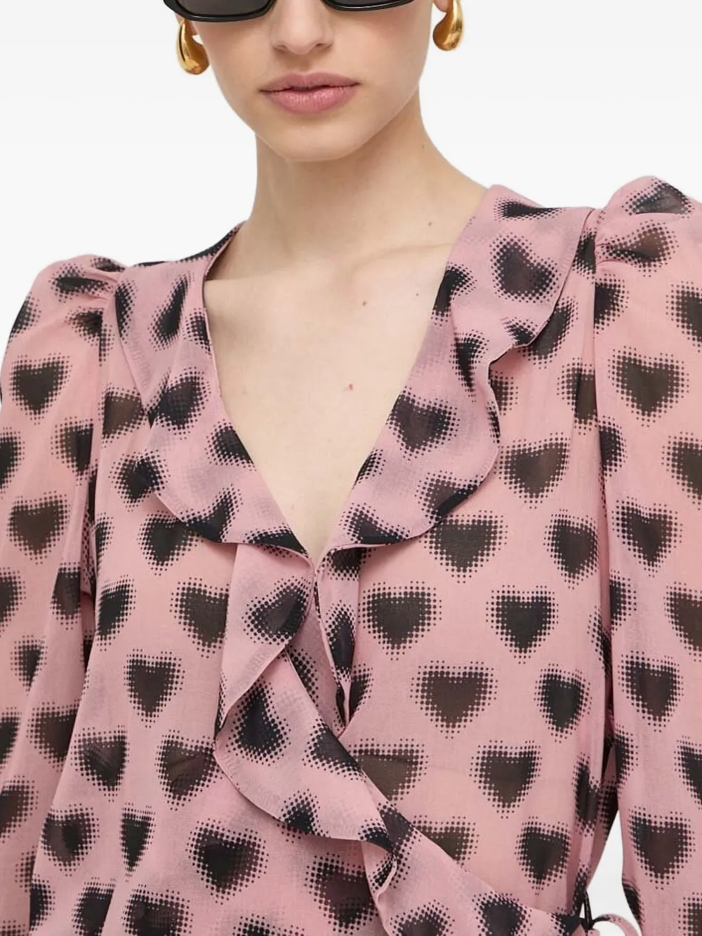 Silvian Heach Blouse met ruches en hartprint Roze