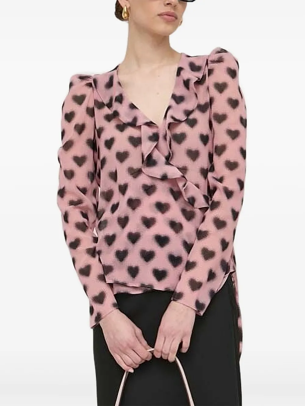 Silvian Heach Blouse met ruches en hartprint Roze