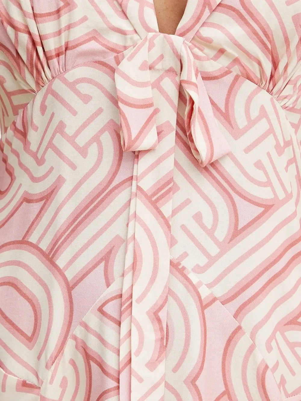 Silvian Heach Midi-jurk met pofmouwen en abstracte print Roze