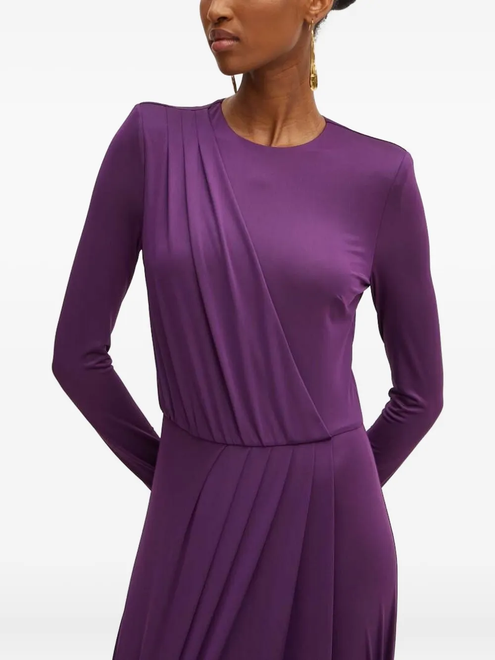Silvian Heach Draped Long-sleeve Dress In Purple
