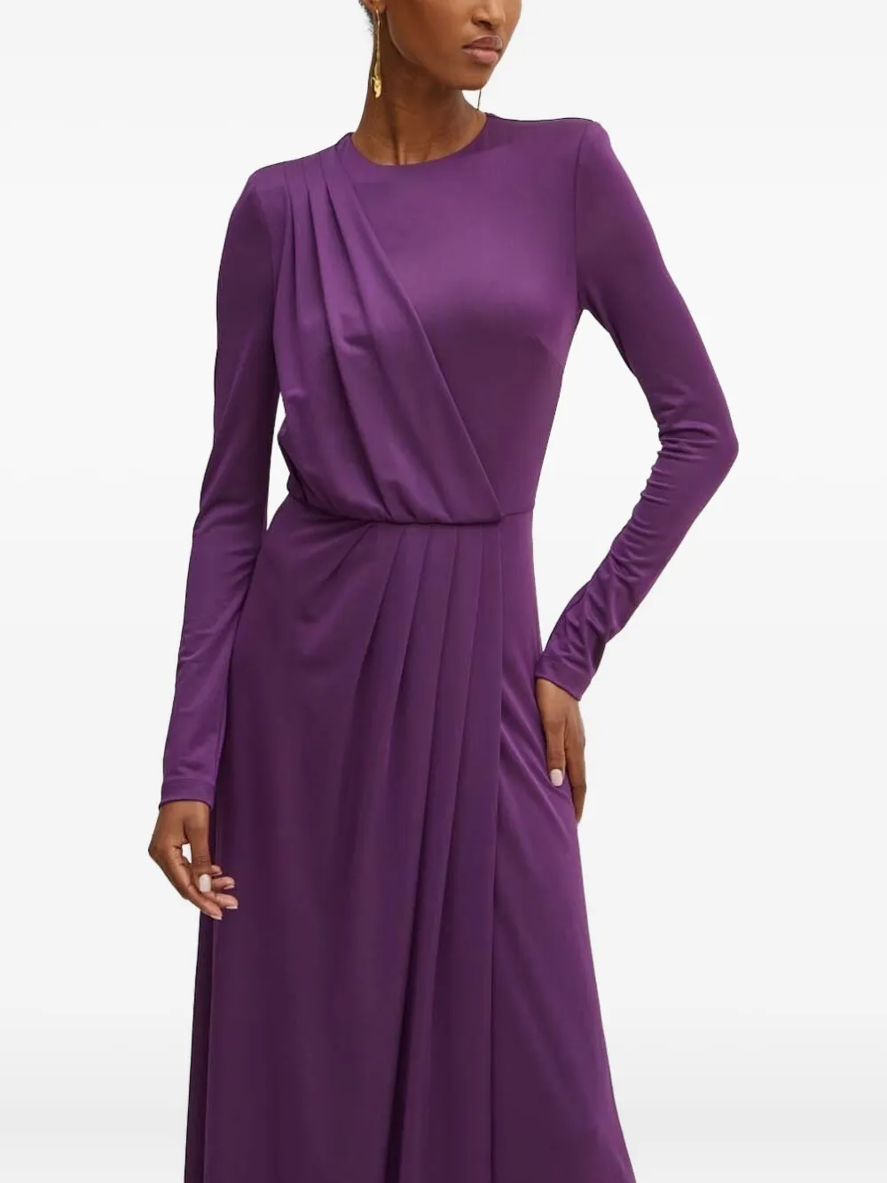 Silvian Heach Draped Long-sleeve Dress In Purple