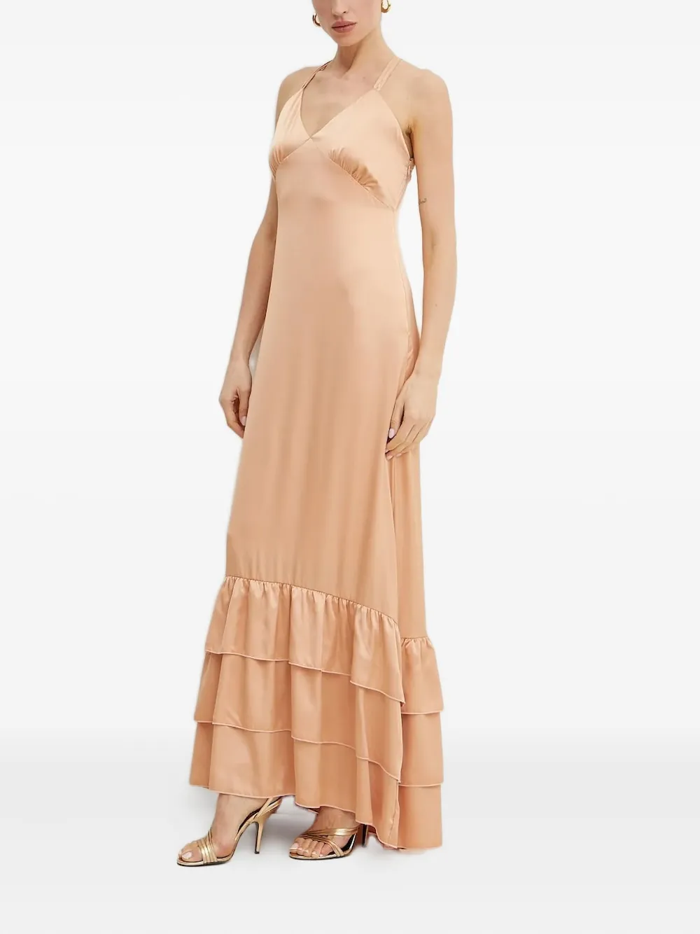 Silvian Heach cross-back tiered maxi dress - Beige