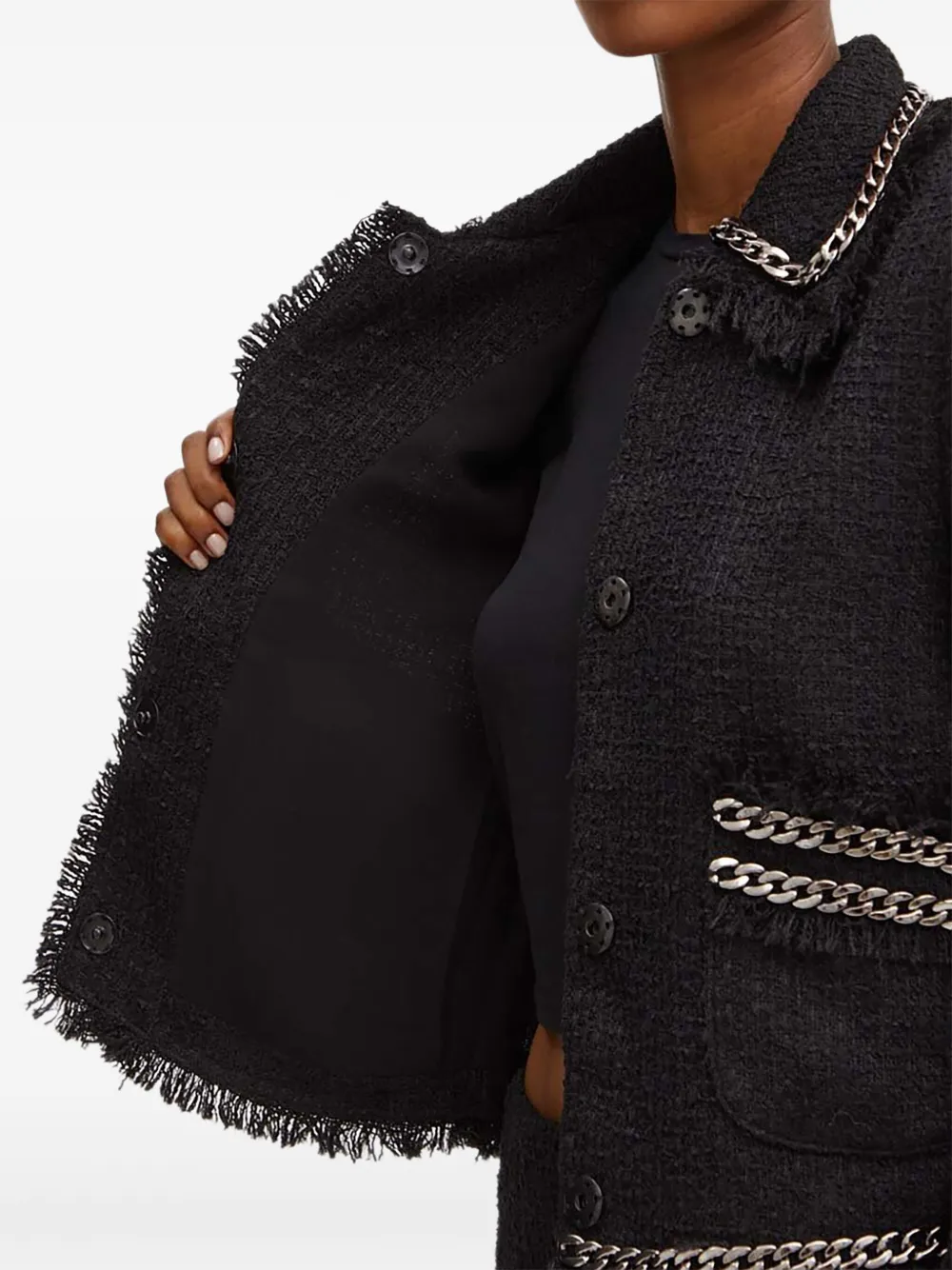 Silvian Heach Tweed jack met ketting afwerking Zwart