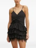 Silvian Heach ruffled feather-trimmed mini dress - Black