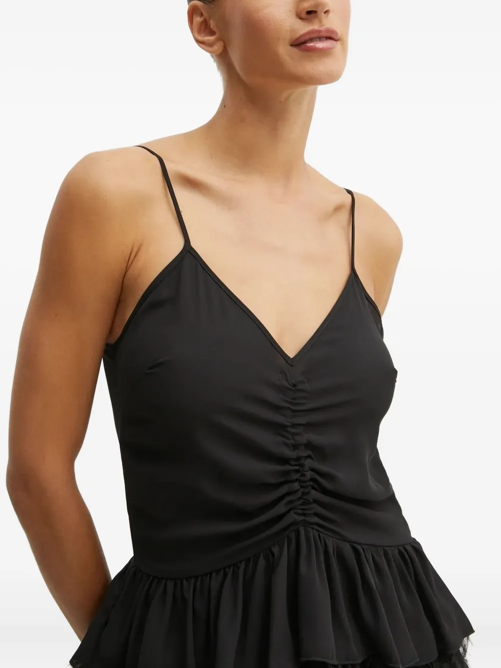 Silvian Heach Mini-jurk met ruches en veren afwerking Zwart