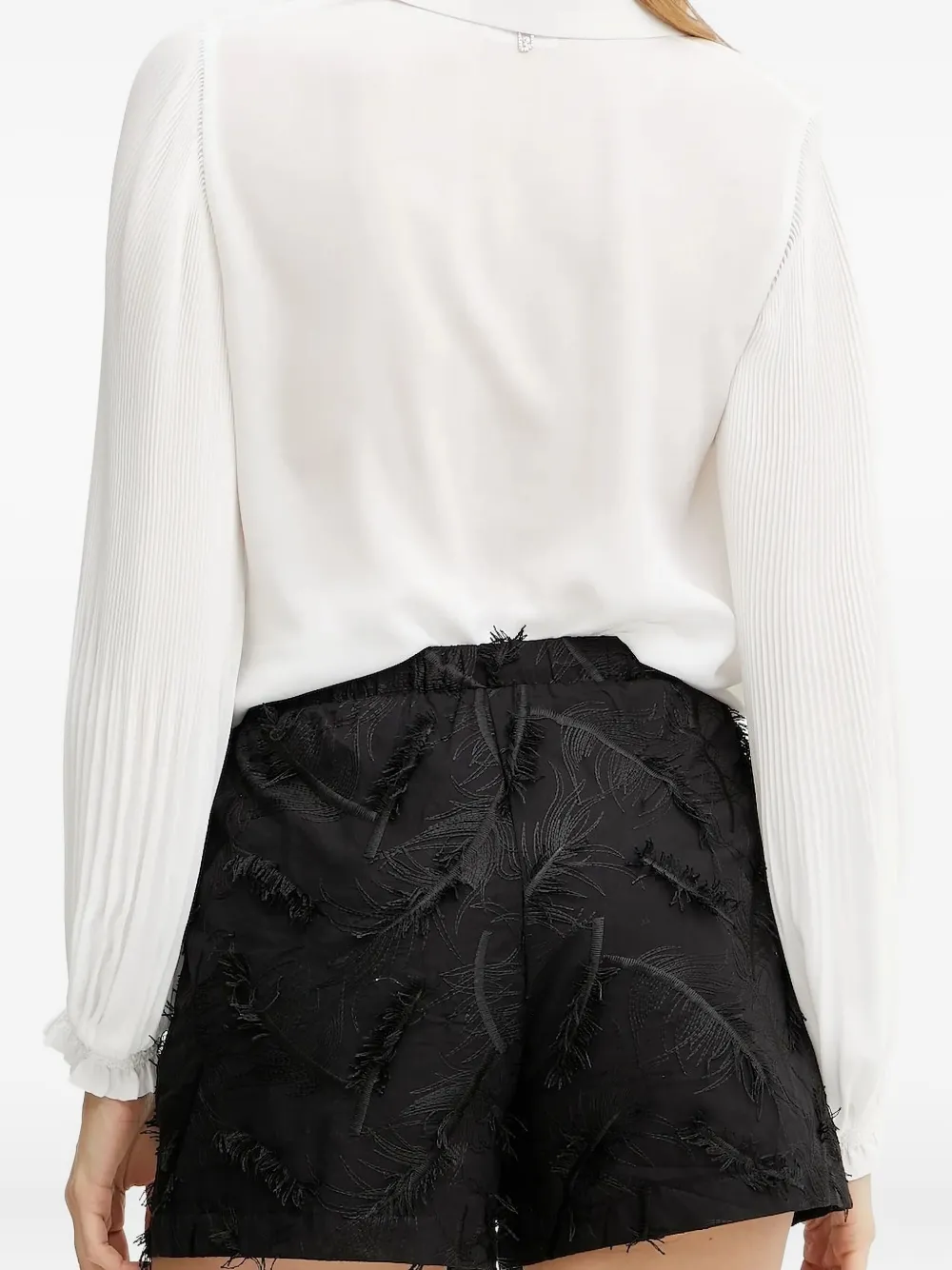 Silvian Heach Feather-embellished Drawstring Mini Shorts In Black