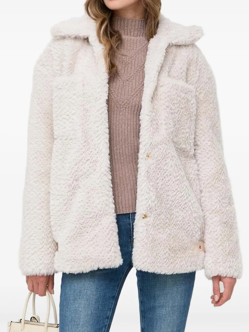 Silvian Heach Fleece jack met ceintuur Wit