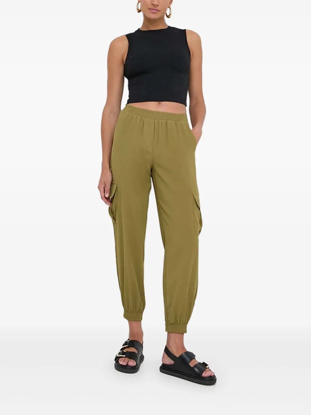 Silvian Heach Pocket-cuffed Trousers In Green