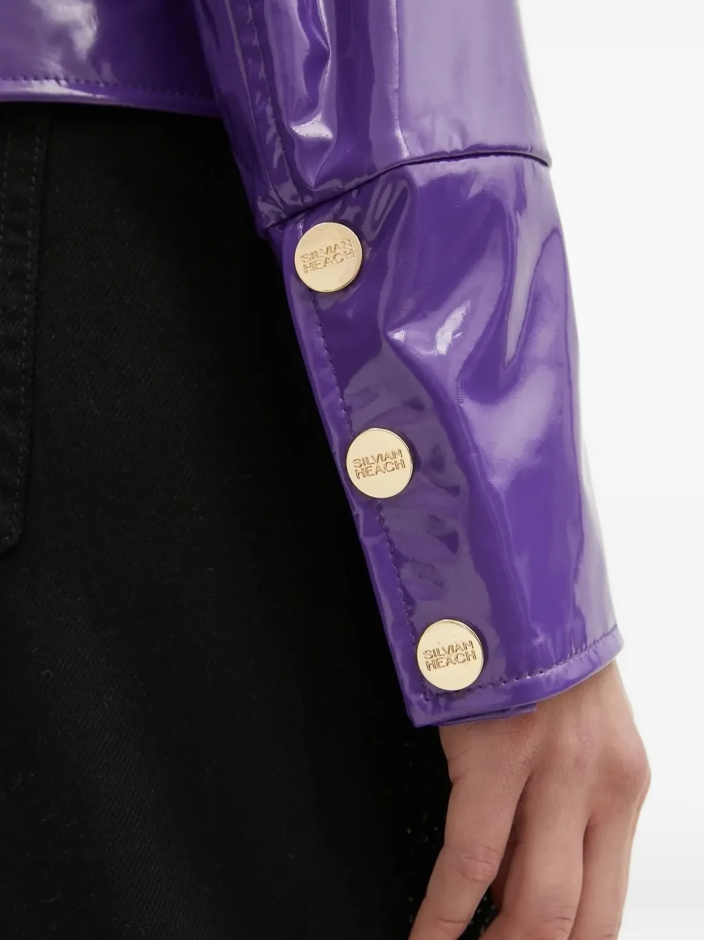 Silvian Heach High-shine Button-fastening Jacket In Purple