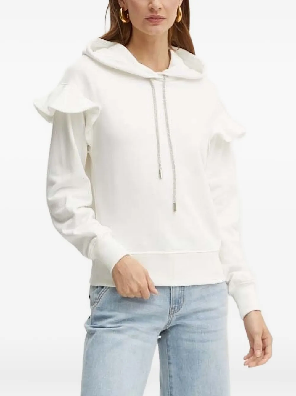 Silvian Heach Hoodie verfraaid met ruches Wit
