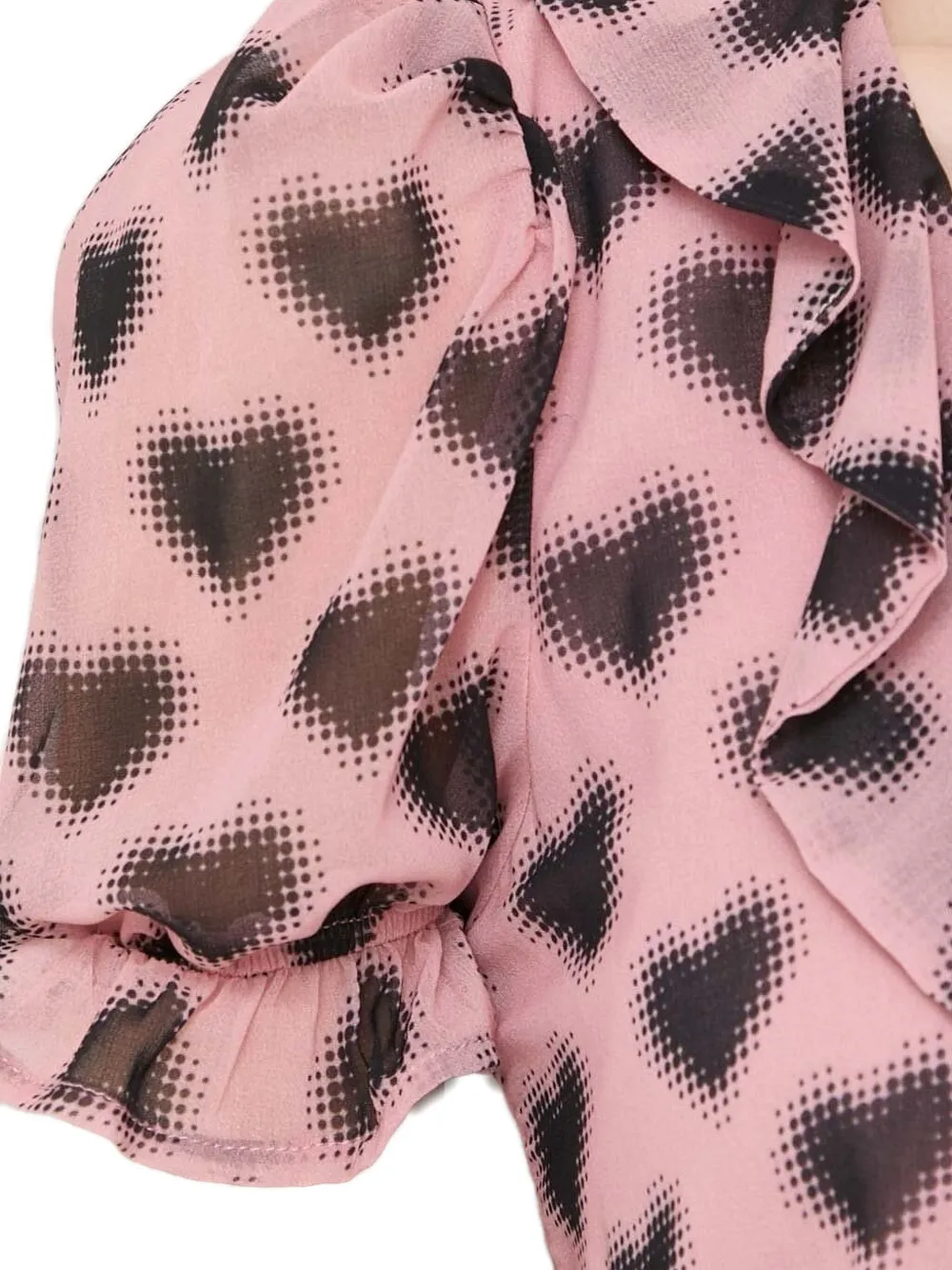 Silvian Heach Frill-neckline Heart-print Mini Dress In Pink