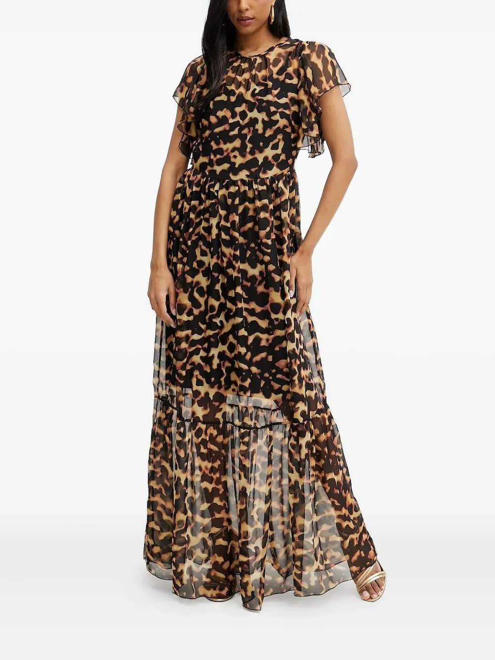 Silvian Heach Jurk met ruches detail Bruin