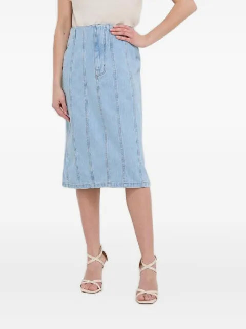 Silvian Heach — denim panelled midi straight skirt