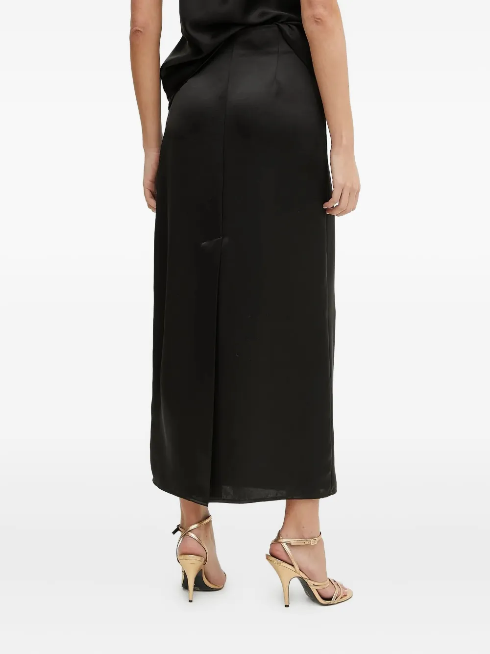 Silvian Heach Satin Midi Skirt In Black