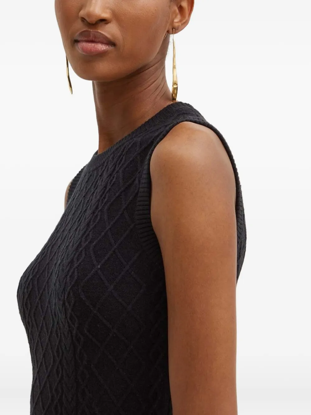 Silvian Heach Cable-knit Sleeveless Mini Dress In Black