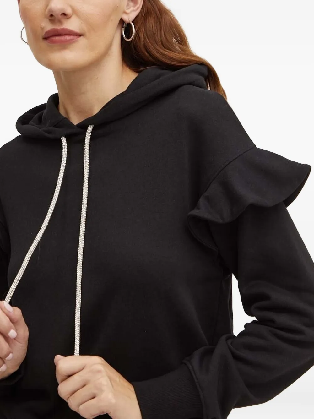 Silvian Heach Hoodie verfraaid met stras en ruches Zwart