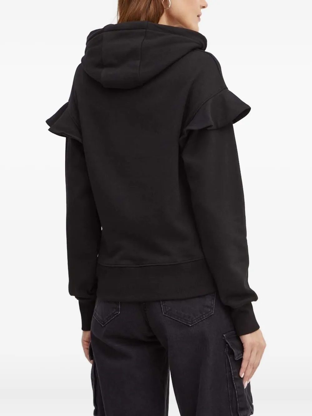 Silvian Heach Hoodie verfraaid met stras en ruches - Zwart