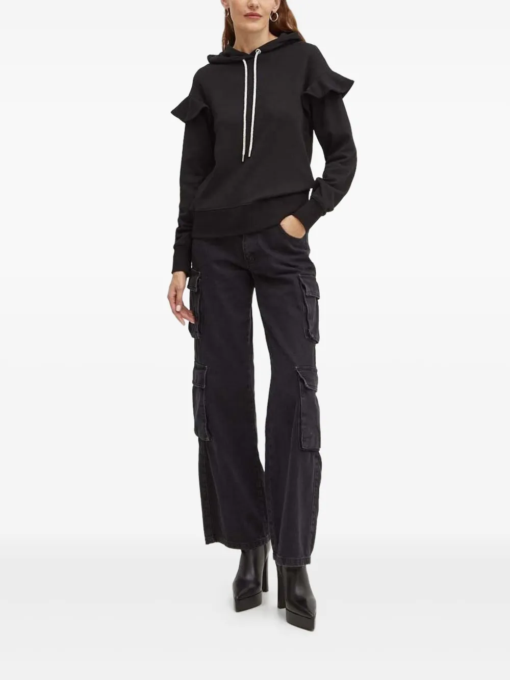 Silvian Heach Hoodie verfraaid met stras en ruches Zwart