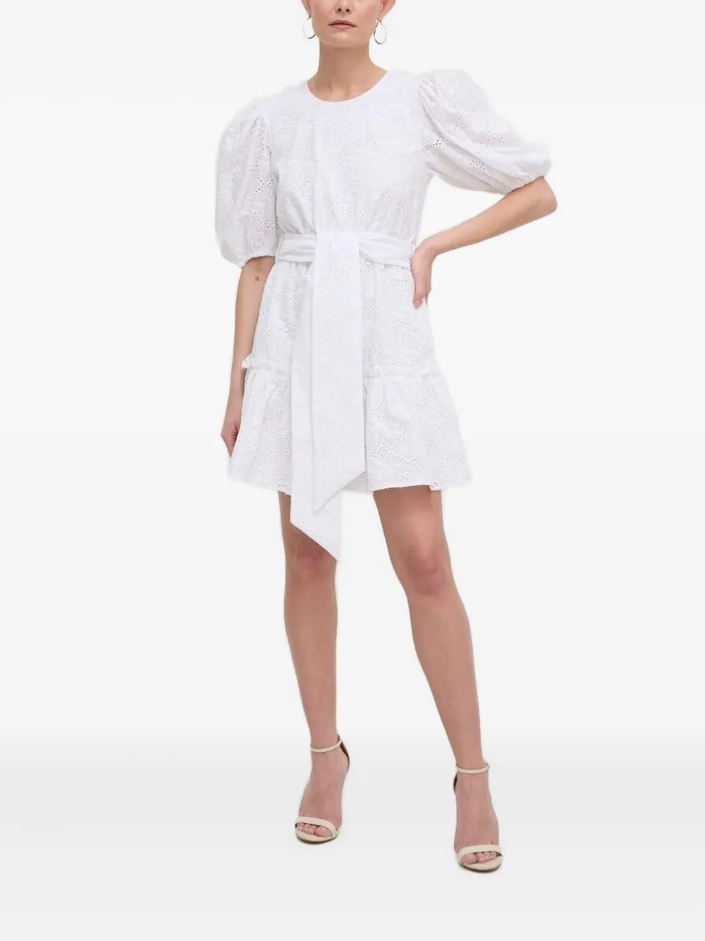 Silvian Heach eyelet puff-sleeve dress - Bianco