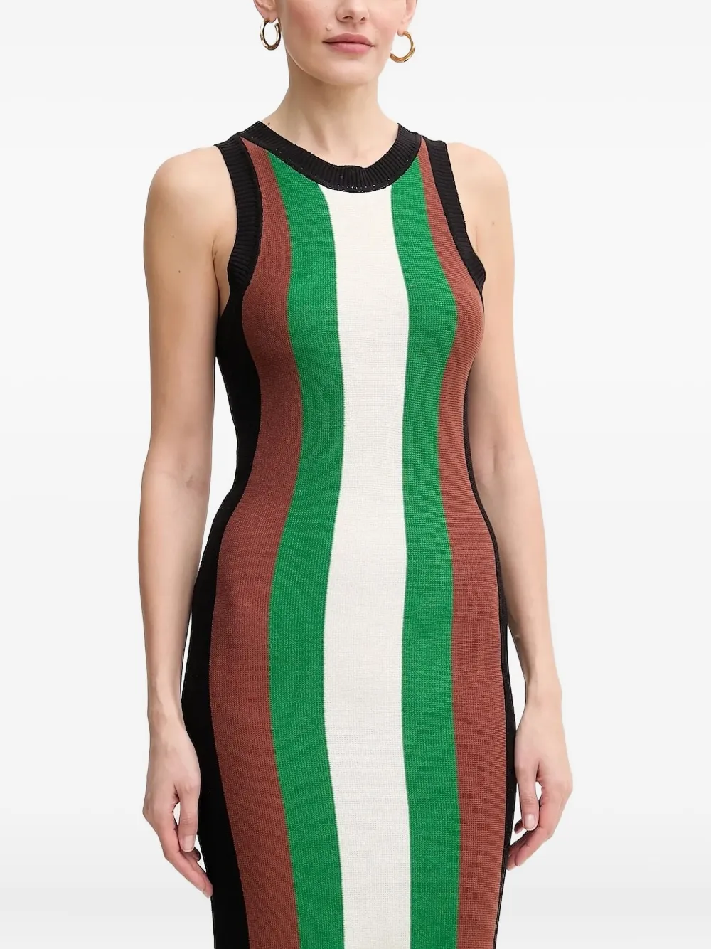 Silvian Heach Sleeveless Fringe Sweater Midi Dress In Green