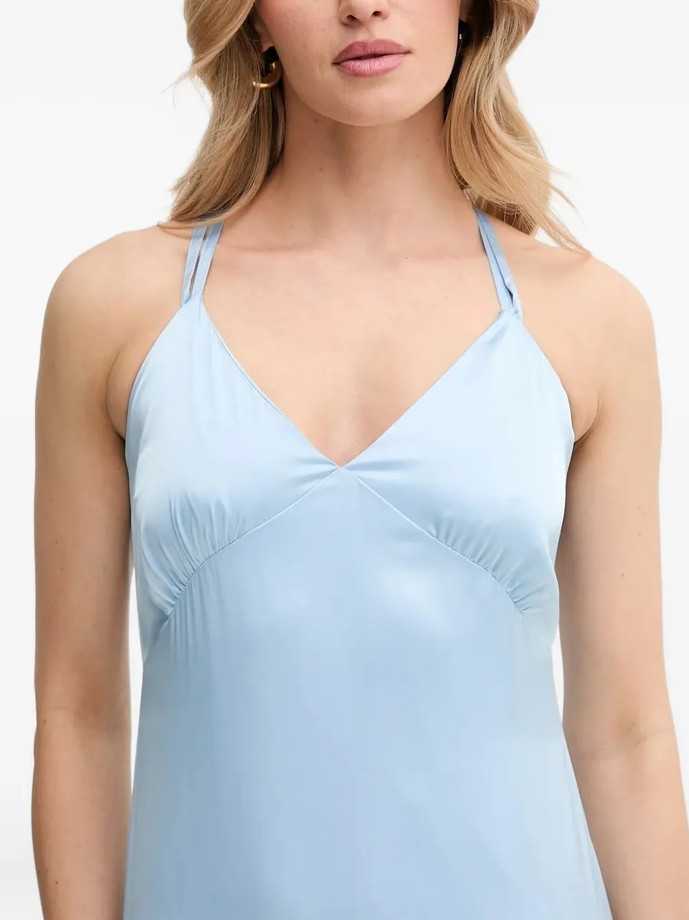 Silvian Heach Cross-back Maxi Dress In Blue