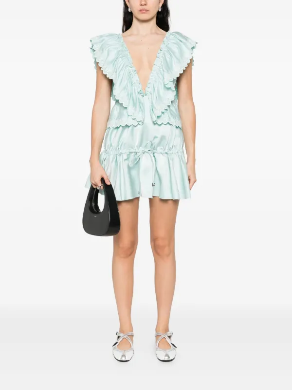 Coperni broderie-anglaise Ruffled Dress | Green | FARFETCH