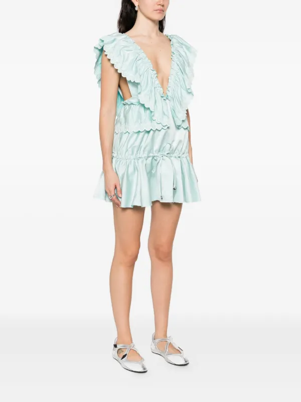 Coperni broderie-anglaise Ruffled Dress | Green | FARFETCH