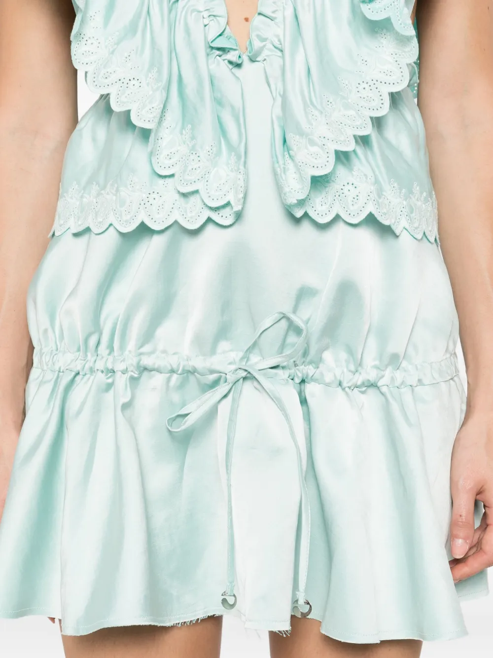 Coperni broderie-anglaise ruffled dress Groen