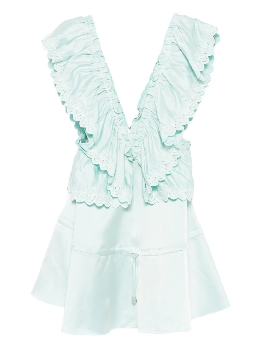 Coperni broderie-anglaise ruffled dress Groen