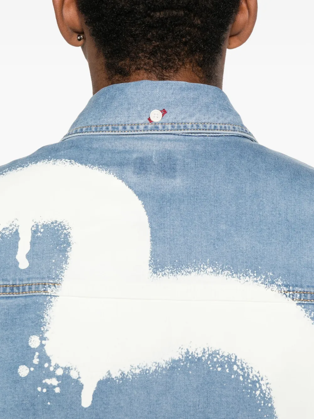 EVISU Daicock graffiti-print denim shirt Blauw