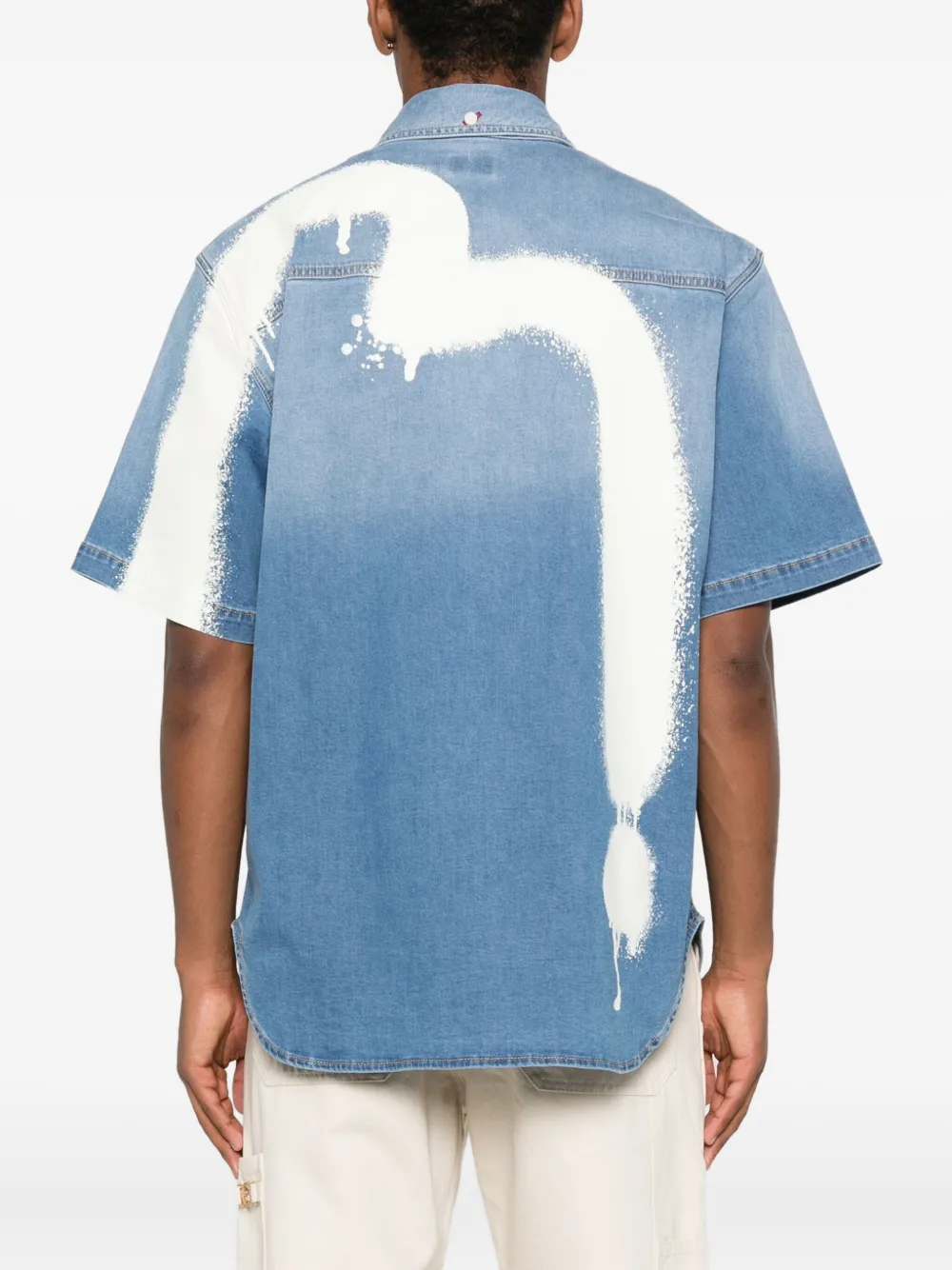 EVISU Daicock graffiti-print denim shirt Blauw