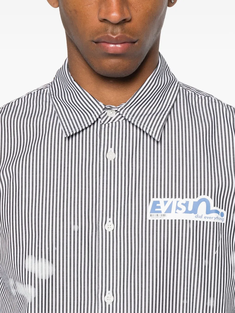 EVISU striped logo-print shirt Zwart