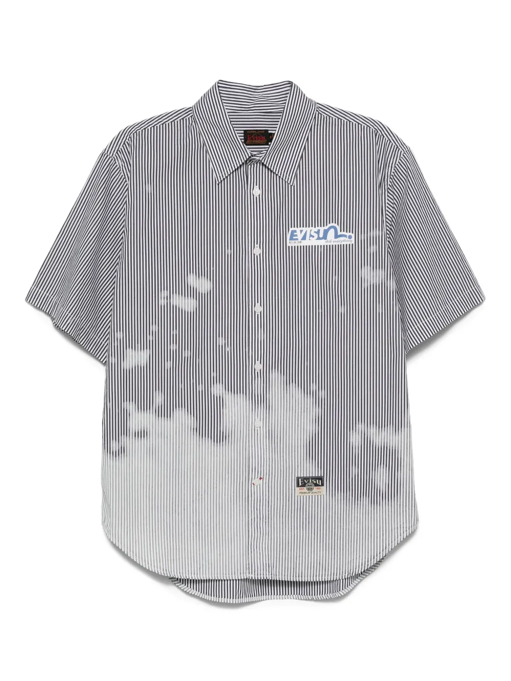EVISU striped logo-print shirt Zwart