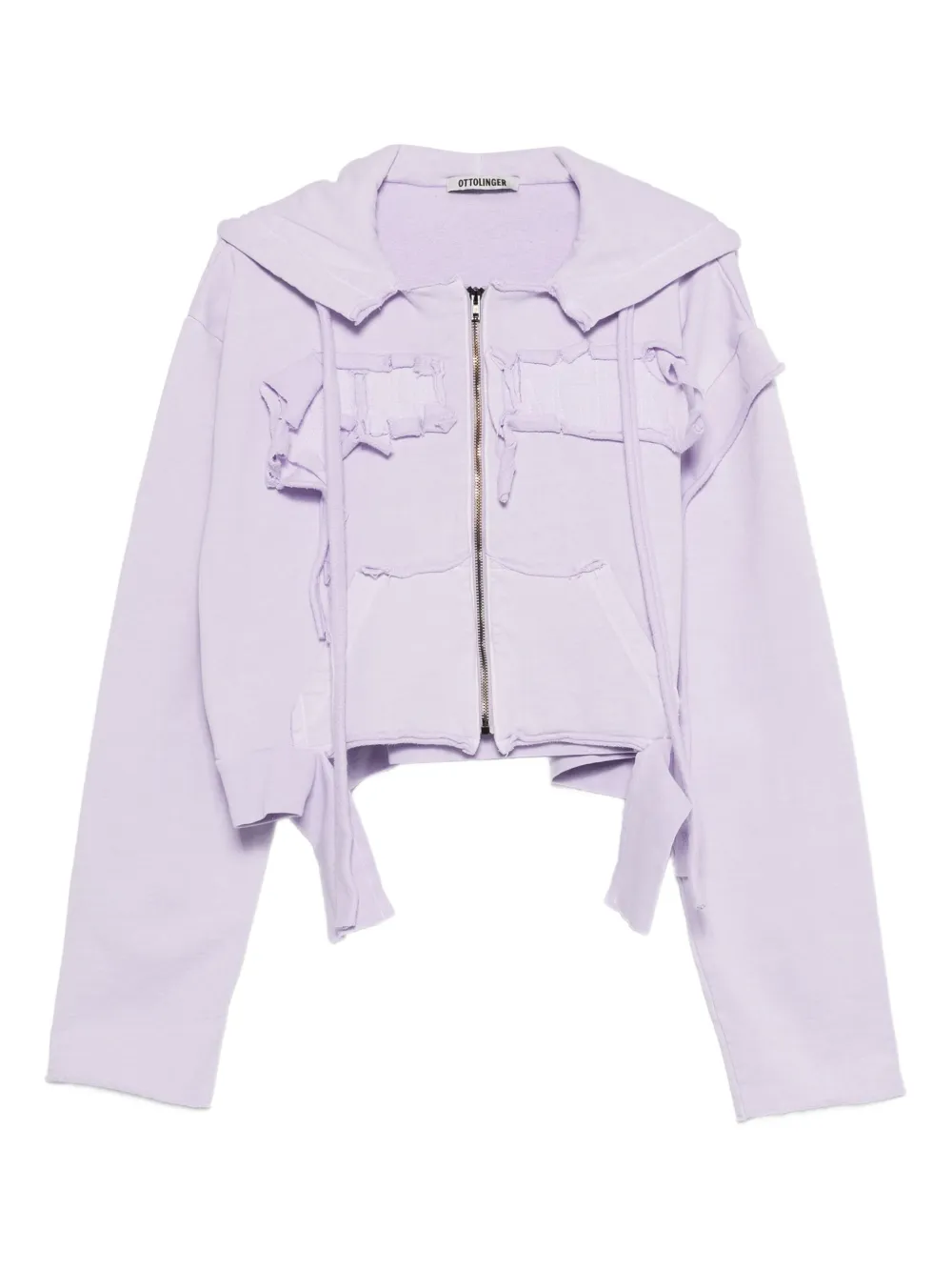 Ottolinger Gerafelde hoodie met rits Paars