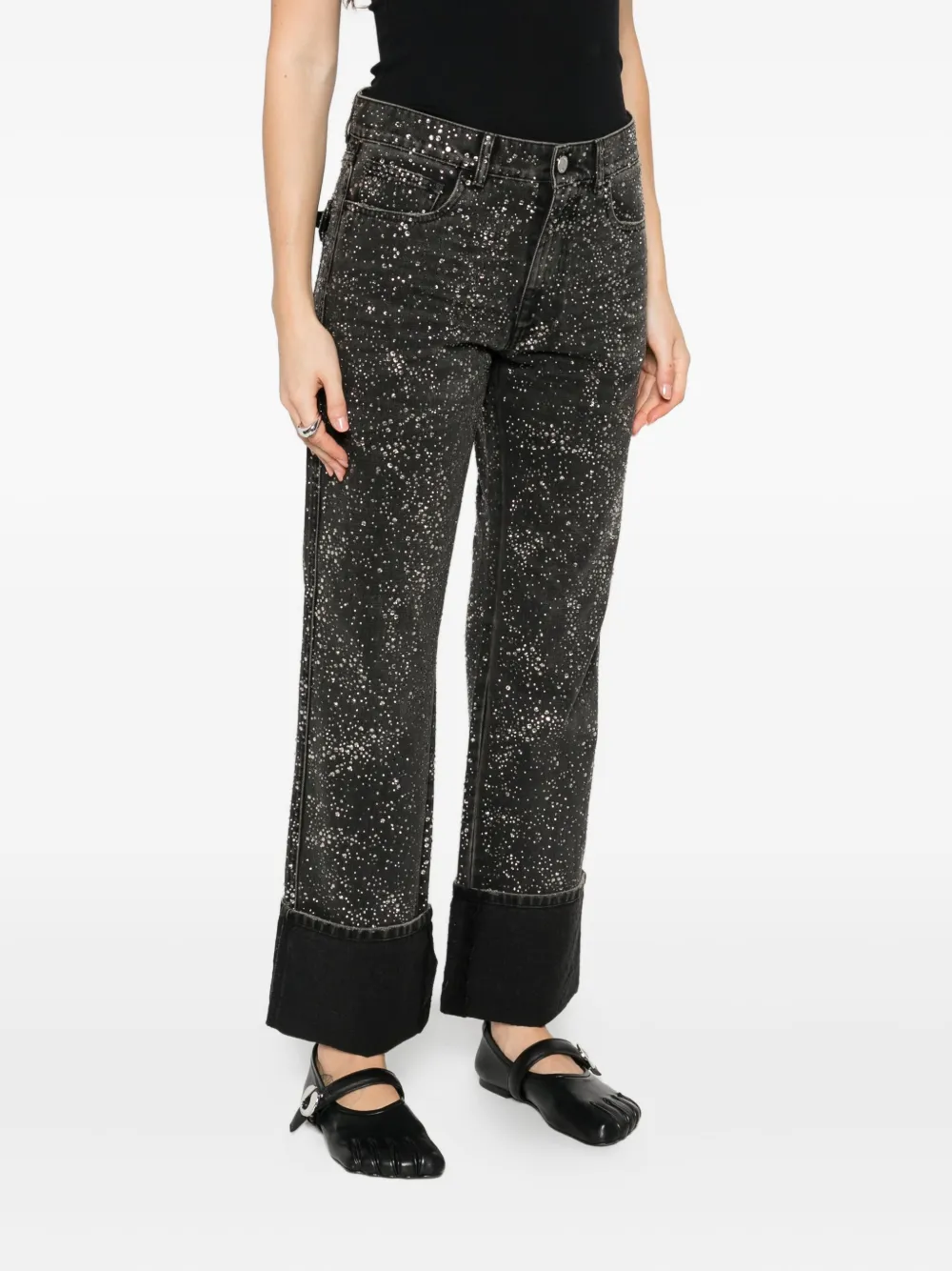 Coperni crystal-embellished boyfriend jeans Zwart