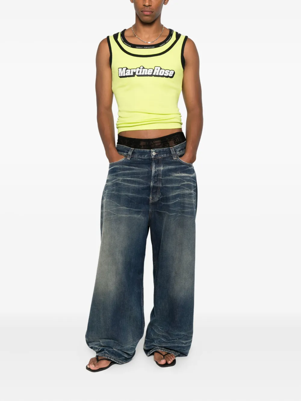 Martine Rose logo-print sleeveless tank top Groen