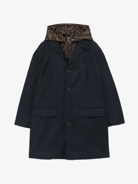 Fendi Kids abrigo con capucha y logo bordado