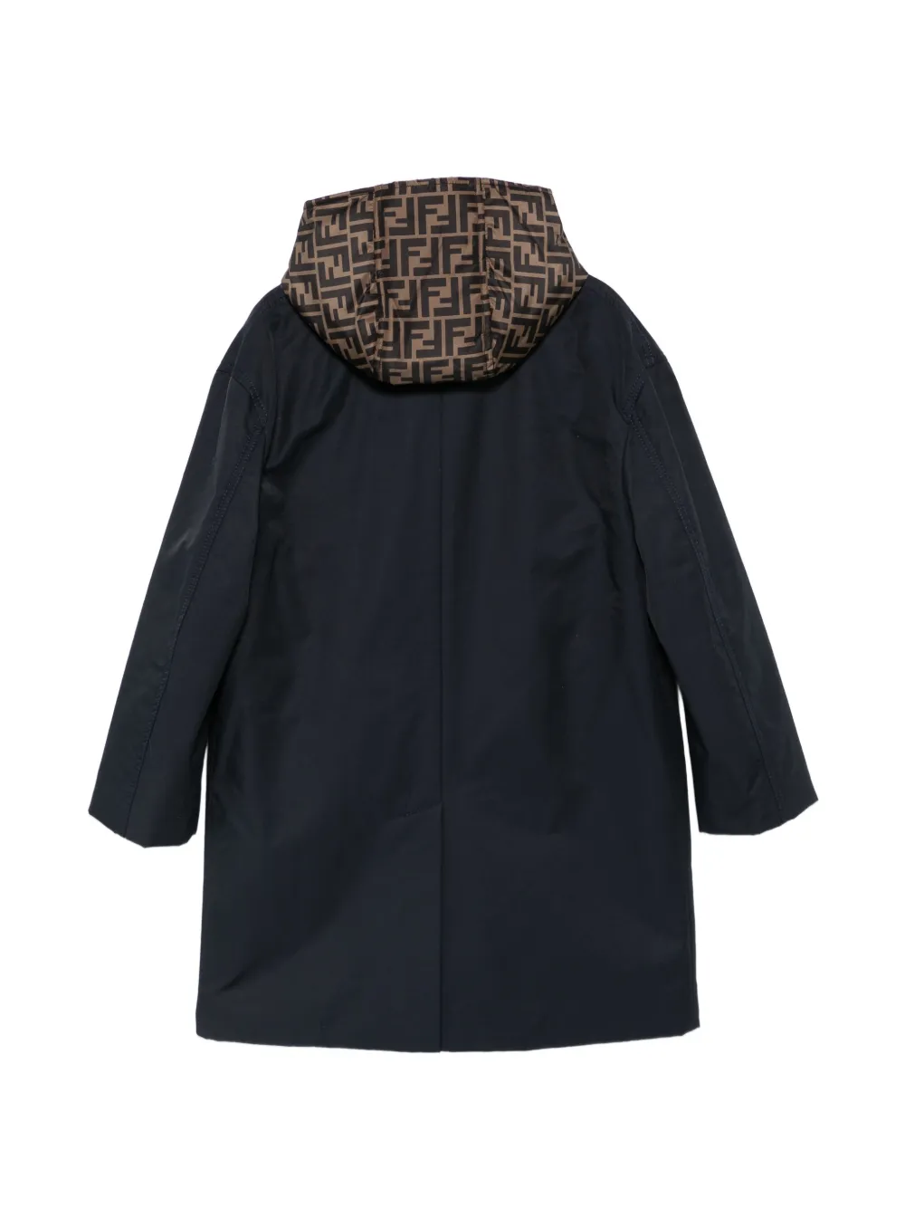 Fendi Kids Jas met capuchon en geborduurd logo Blauw