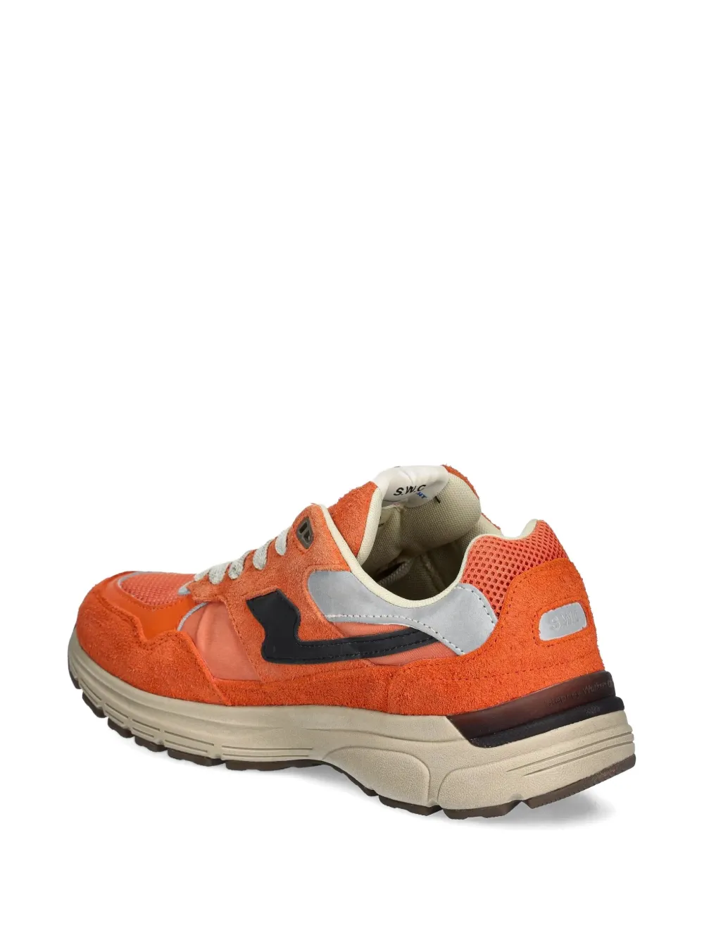 Stepney Workers Club Suede-panelled Running Sneakers In Orange