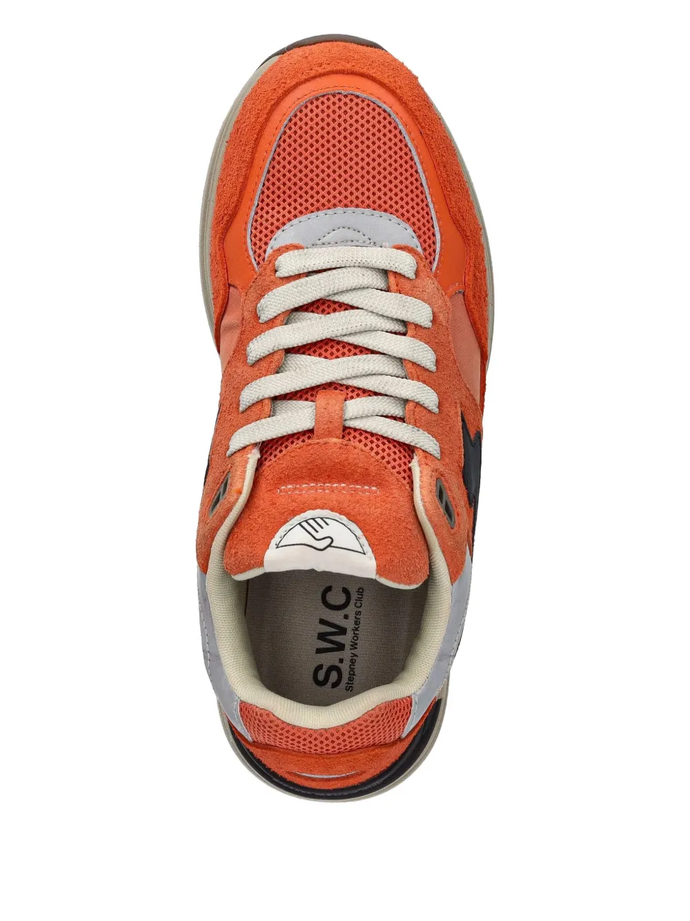 Stepney Workers Club Suede-panelled Running Sneakers In Orange