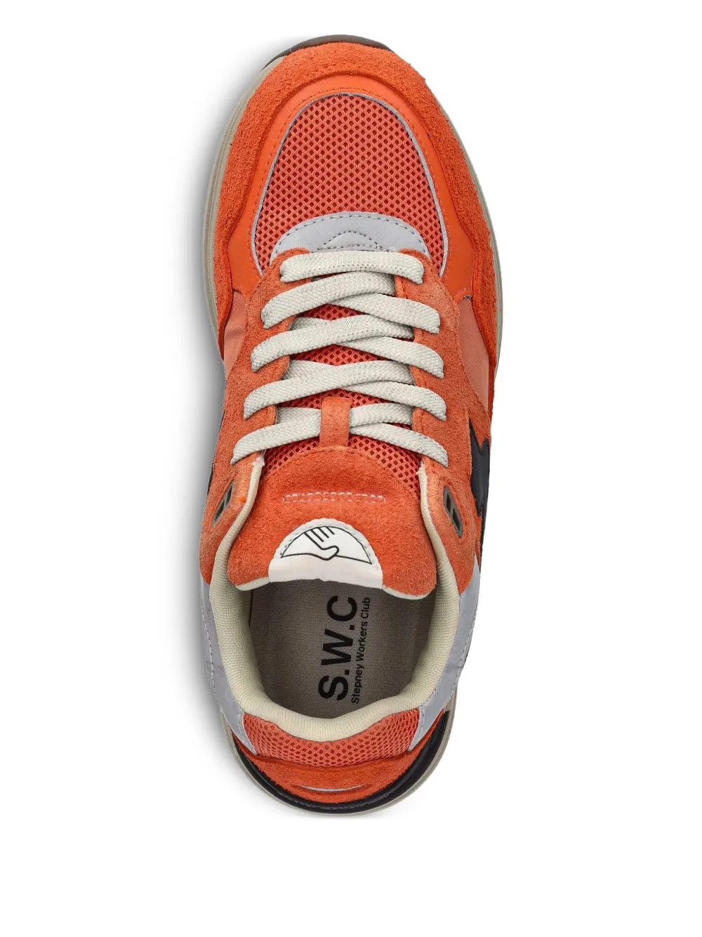 Stepney Workers Club suede-panelled running sneakers Orange